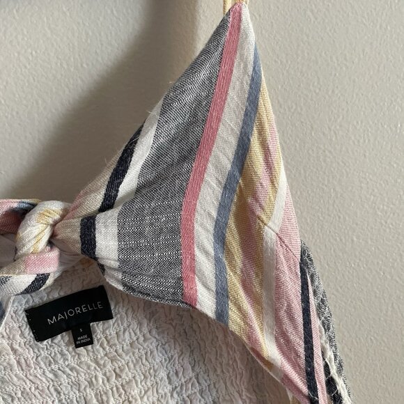 Majorelle Women S Multicolor Stripe Beach Cutout Tie Front Seashell Midi Dress - Picture 8 of 13